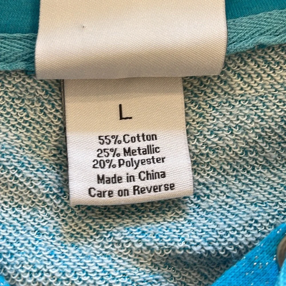 J. America Women's Teal Sparkle Hoodie Sweatshirt‎ Large